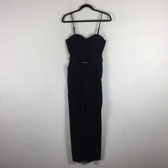 Lovers + Friends Camilla Black Bustier Heart Belt Straight Leg Jumpsuit Small - Picture 3 of 14